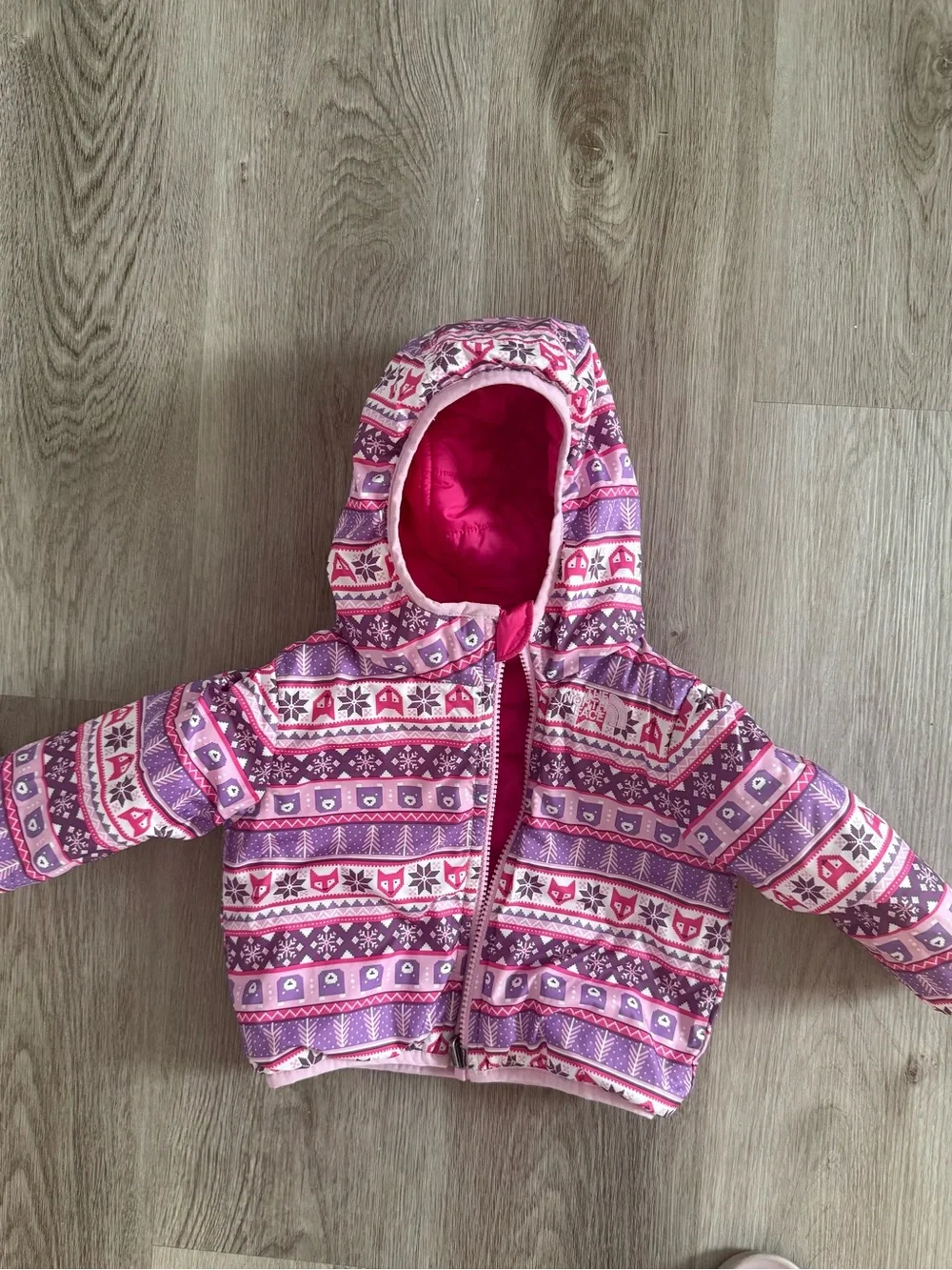 Pink Reversible North Face Baby Puffer Jacket